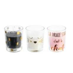 Lot de 3 Bougies Chat