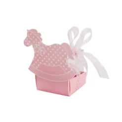 Lot de 6 contenants - Cheval Rose à pois - 4 x 4 x 7 cm