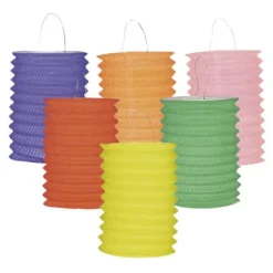 Lot de 12 lampions cylindriques - Diamètre 13 cm