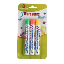 Lot de 3 Marqueurs Bingo - Jaune, Orange, Vert