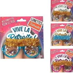 Lunettes à confettis "Vive la Retraite" pour départ à la retraite - Couleur Aléatoire