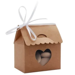 6 Maisons à dragées avec coeur - Kraft