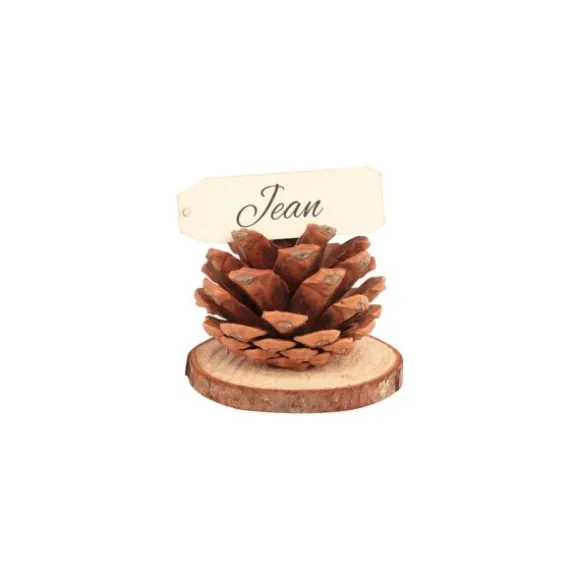 4 marque-places d'automne en forme de pomme de pin en bois - 4,5 x 4,5 cm