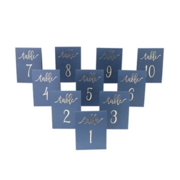 Marque-Tables 1 à 10 - Bleu Marine et Or