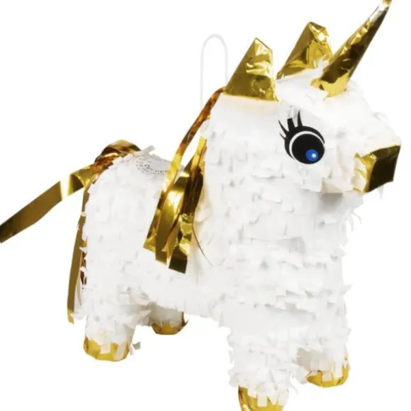 Mini Piñata Licorne - Blanc et Or