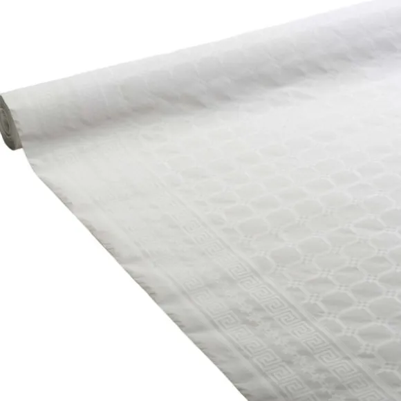 Nappe en papier damassé - 25 m - Couleur Blanc