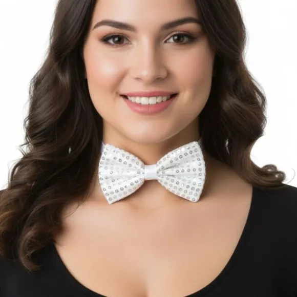 Nœud papillon à sequins en polyester - Couleur au choix