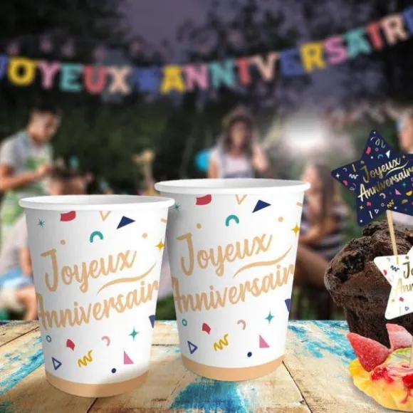 Pack de 6 gobelets - Joyeux Anniversaire - Collection Confettis