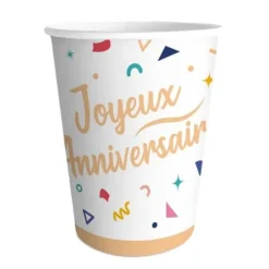 Pack de 6 gobelets - Joyeux Anniversaire - Collection Confettis