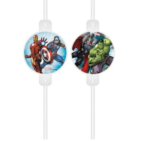 4 Pailles en carton - Avengers Mighty