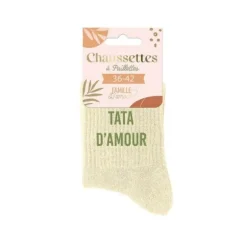 Paire de chaussettes à paillettes pour femme - Tata d'Amour - Collection Famille d'Amour