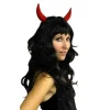 Perruque Halloween Noire avec Cornes