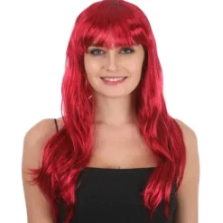 Perruque longue ondulée avec frange pour femme - Couleur au choix