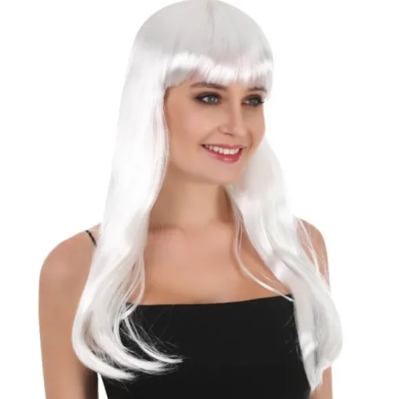 Perruque longue ondulée avec frange pour femme - Couleur au choix