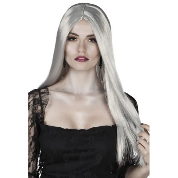 Perruque longue "Witch" - Gris
