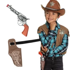 Pistolet de Cow-Boy avec cartouchière pour enfant - 23 cm