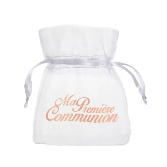 6 Pochons à Dragées Communion - Corail