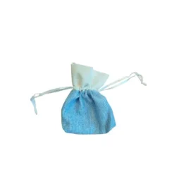 5 pochons en toile de jute - Bleu