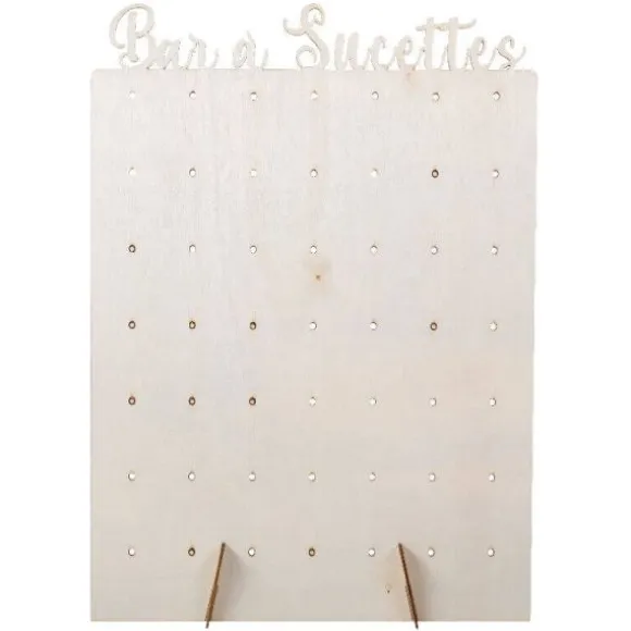 Présentoir Bar à Sucettes en bois pour 49 sucettes - 40 x 30 cm