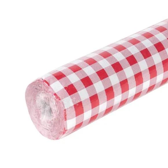 Rouleau de Nappe Damassé - Vichy Rouge - 10 Mètres