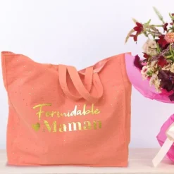 Sac cabas en gaze de coton "Formidable Maman" - Collection Maman d'Amour