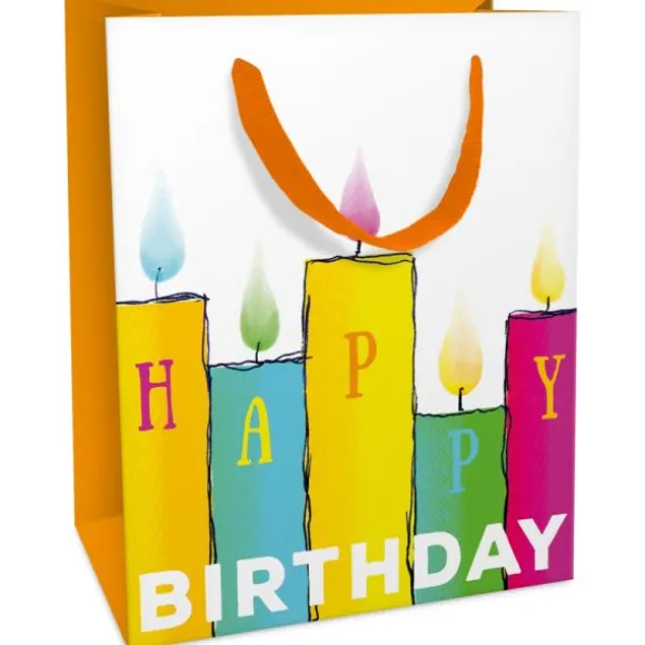 Sac cadeau en papier - Bougies colorées - Taille S