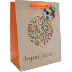 Sac cadeau en papier - Joyeux Anniversaire avec ballon à confettis - Taille S