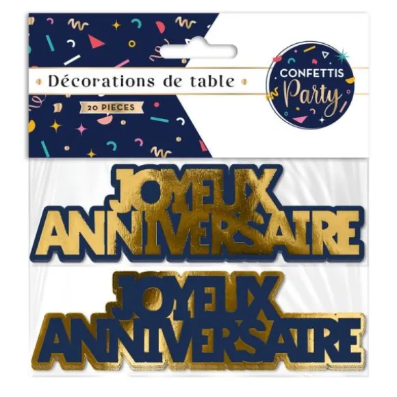 Sachet de 20 décorations de table - Joyeux Anniversaire - Collection Confettis