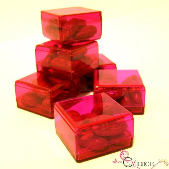 Sachet de Six Cubes en Plexiglas à Garnir de Dragées Couleur au Choix