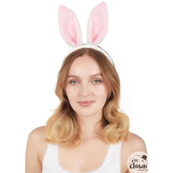 Serre-tête de lapin rose et blanc
