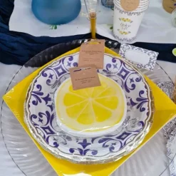 20 serviettes cocktail en papier - Tranche de citron - 24 x 24 cm - Collection Dolce Vita