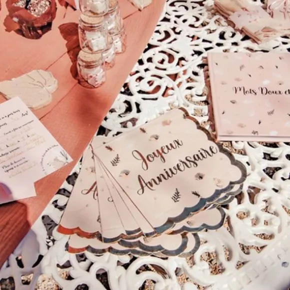16 Serviettes - Collection Boho Blush et Or