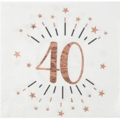 10 Serviettes en papier - Joyeux Anniversaire Etincelant - Rose Gold - Age au Choix