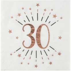 10 Serviettes en papier - Joyeux Anniversaire Etincelant - Rose Gold - Age au Choix