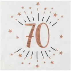 10 Serviettes en papier - Joyeux Anniversaire Etincelant - Rose Gold - Age au Choix