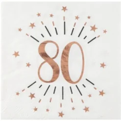 10 Serviettes en papier - Joyeux Anniversaire Etincelant - Rose Gold - Age au Choix
