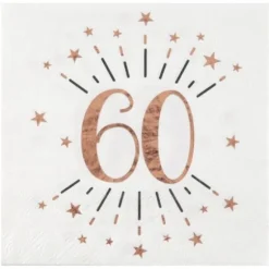 10 Serviettes en papier - Joyeux Anniversaire Etincelant - Rose Gold - Age au Choix