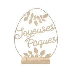 Œuf à poser Joyeuses Pâques en métal doré