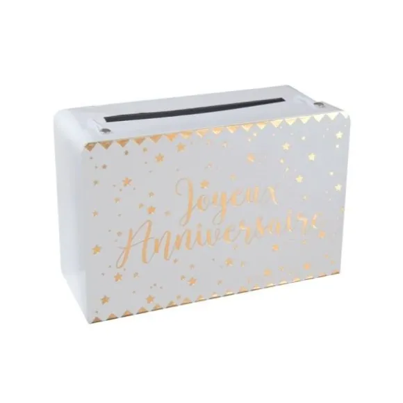 Urne Valise "Joyeux Anniversaire" - Blanc / Or